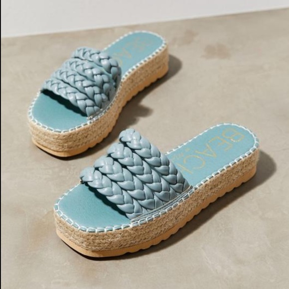 Matisse Shoes - SOLD BEACH by MATISSE Turquoise Pacific Blue Platform Braided Slide Sandals
